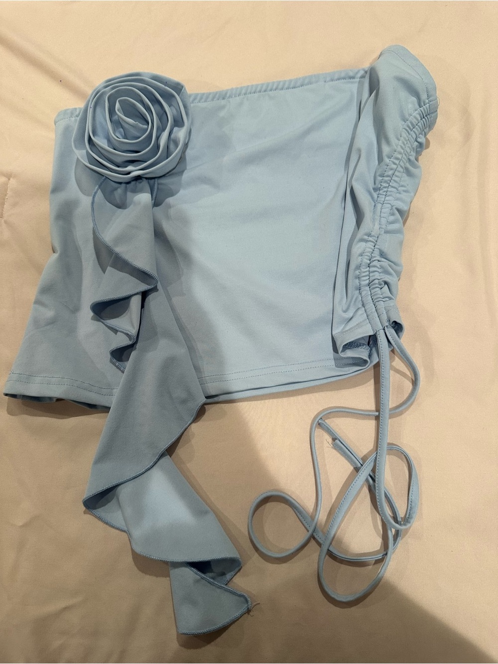 Light Blue Ruffle Accent Bandeau Top